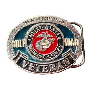 Vintage USMC Veteran Belt Buckle Gulf War Operation Desert Storm US Marine Corps